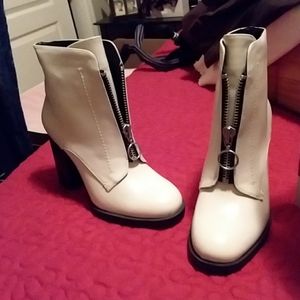 Hot white patent leather boots